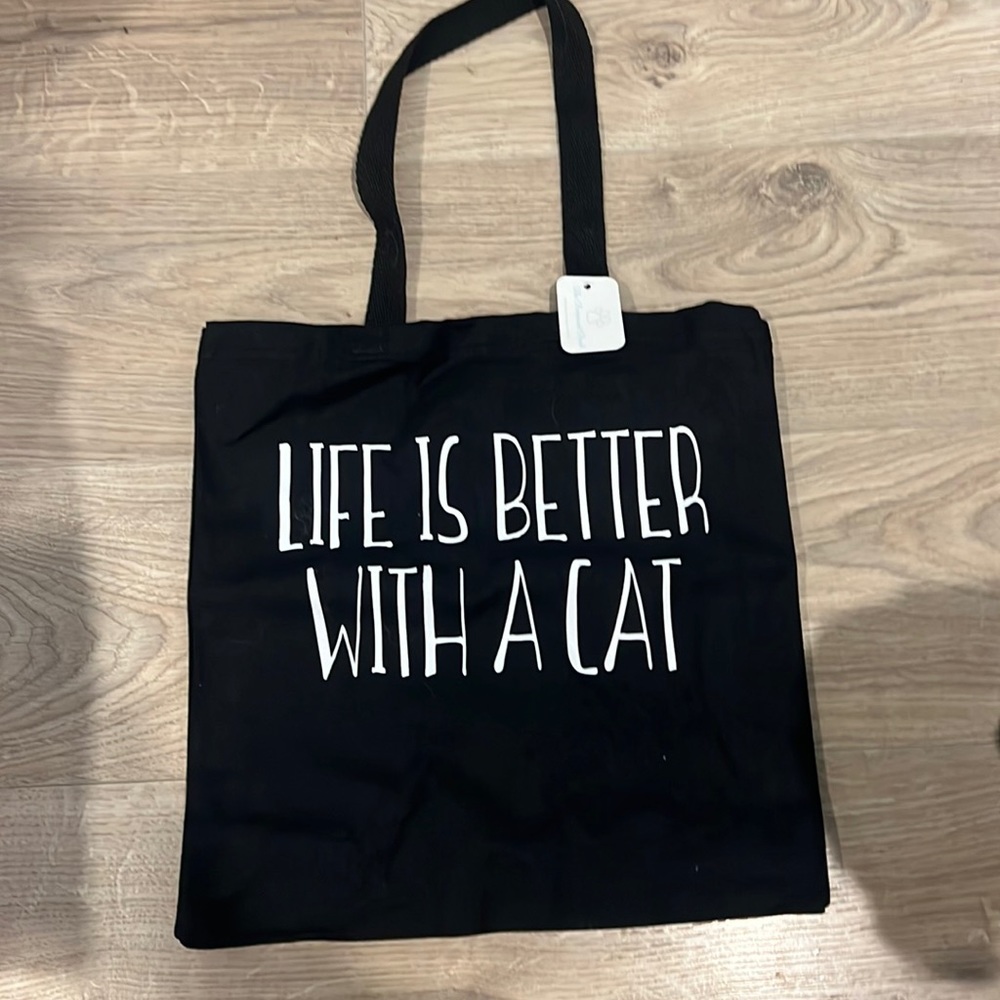 Life is better with a cat tote   NWT